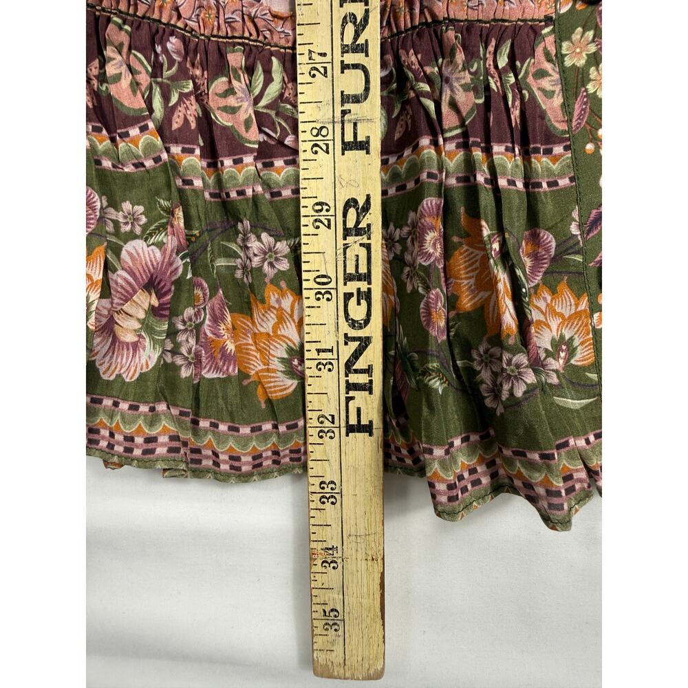 NWT FARM Rio Flowering Garden Tree Green XS Mini Dress puff sleeves ruffled hem - Picture 15 of 15